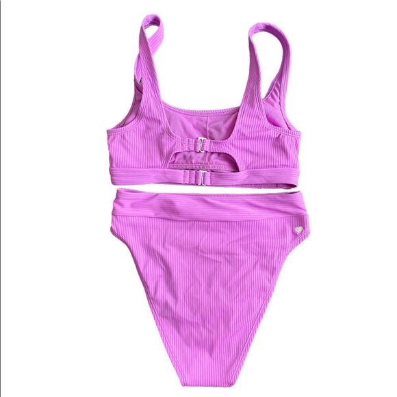 NWOT XS 0/2 Stoney Clover Ln purple highrise bikini top & bottom set - Picture 5 of 8
